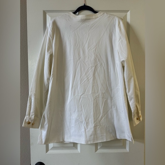 Bob Mackie Wearable Art White Jacket with Embroidered Ribbon Design size L - Picture 4 of 9